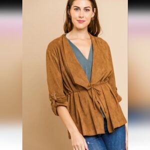 NWT Young Threads Faux Suede Flyaway Jacket Cardigan